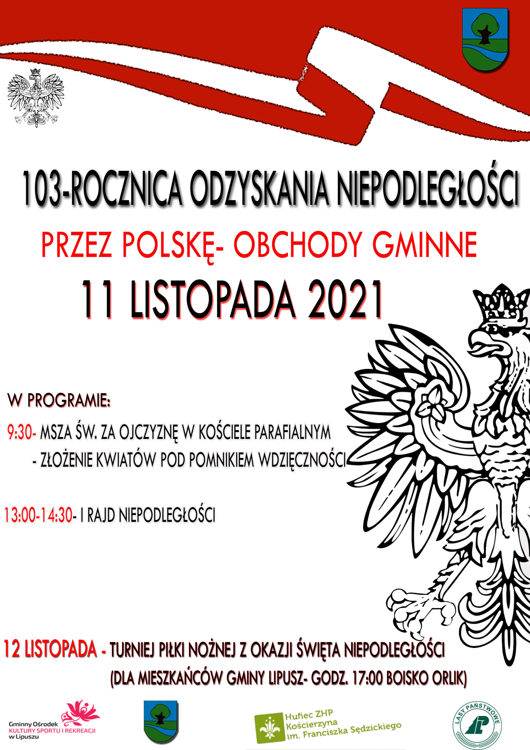 103-rocznica odzyskania Niepodległości przez Polskę-Obchody Gminne 11 listopada 2021