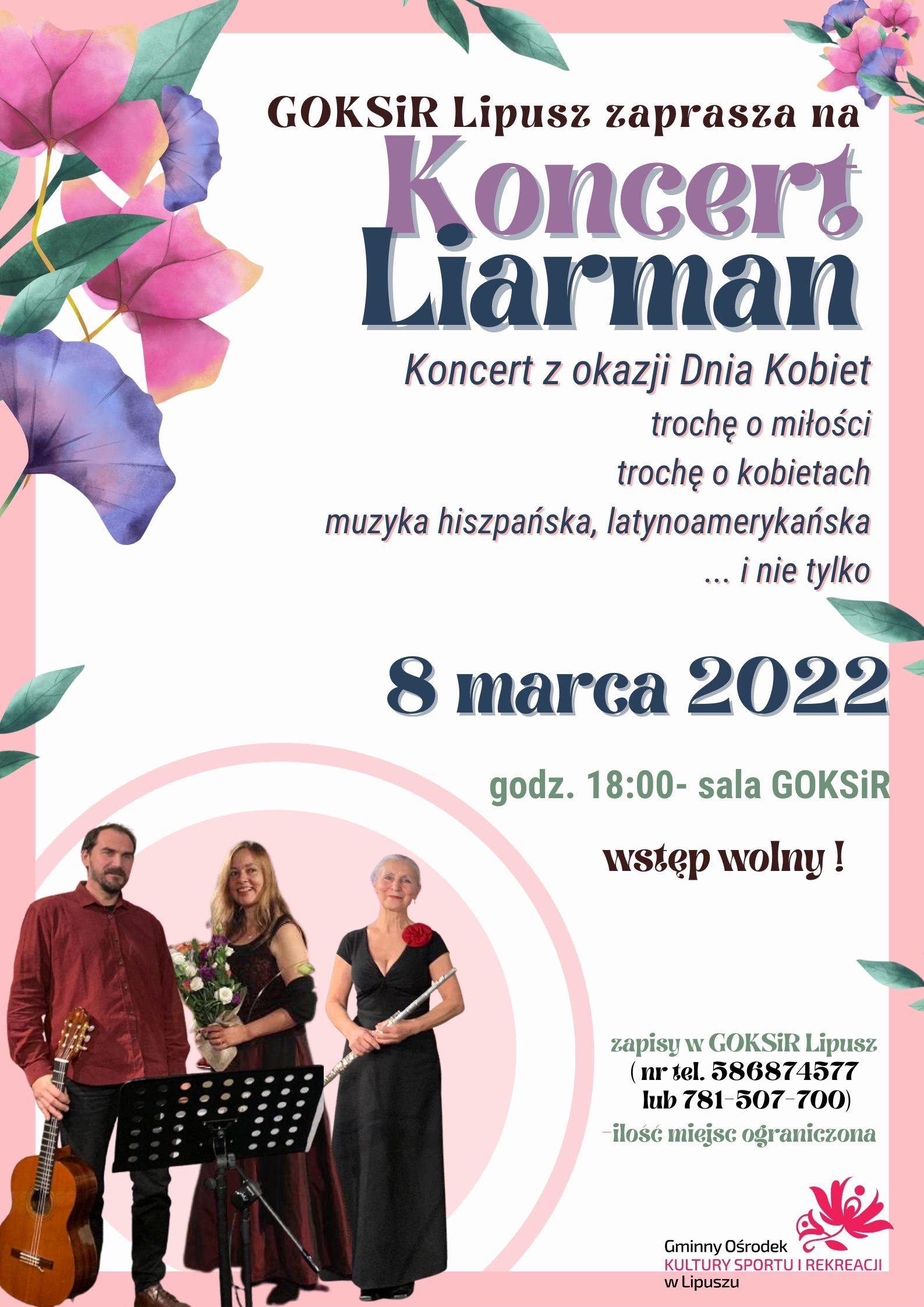 Plakat- Koncert Liarman Koncert z okazji dnia kobiet 8 marca 2022