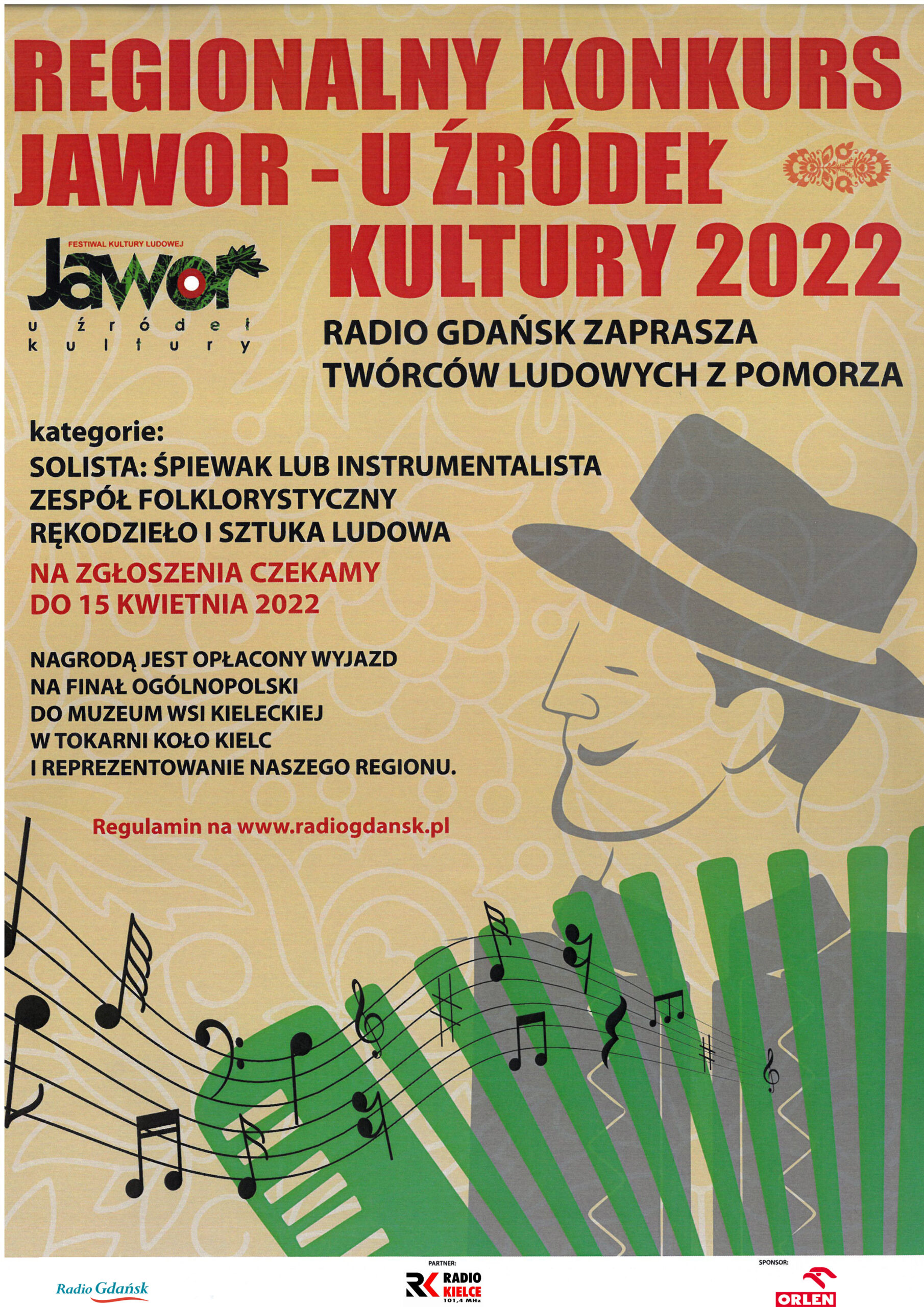 Plakat regionalnego konkursu JAWOR - u źródeł kultury 2022