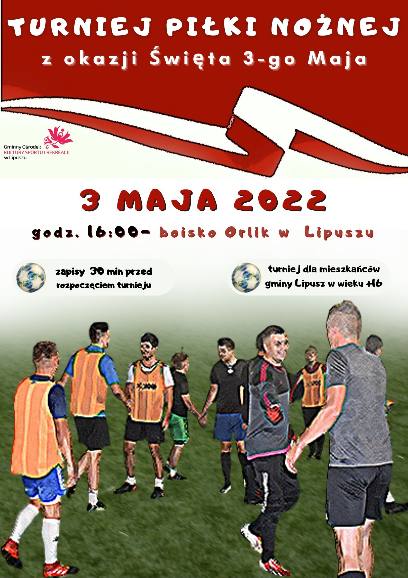 Plakat Turnieju Piłki Nożnej z okazji Święta 3-go Maja