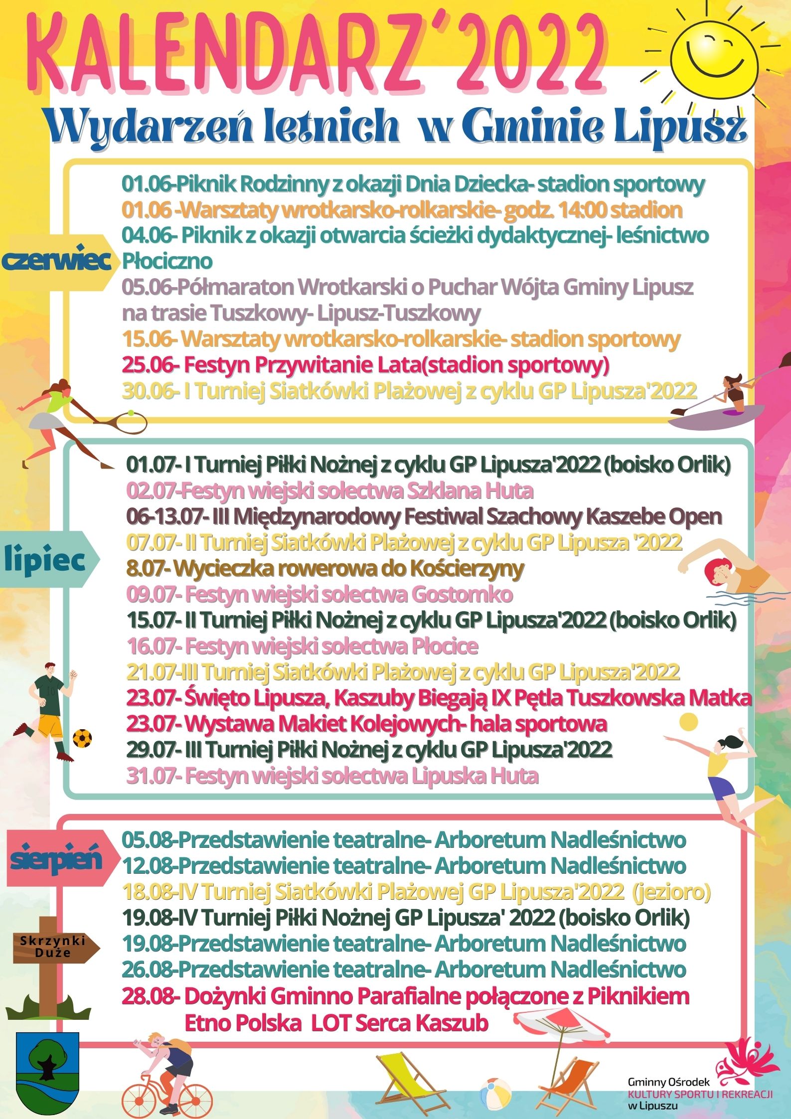 Plakat Kalendarzowy z wydarzeniami letnimi w Gminie Lipusz