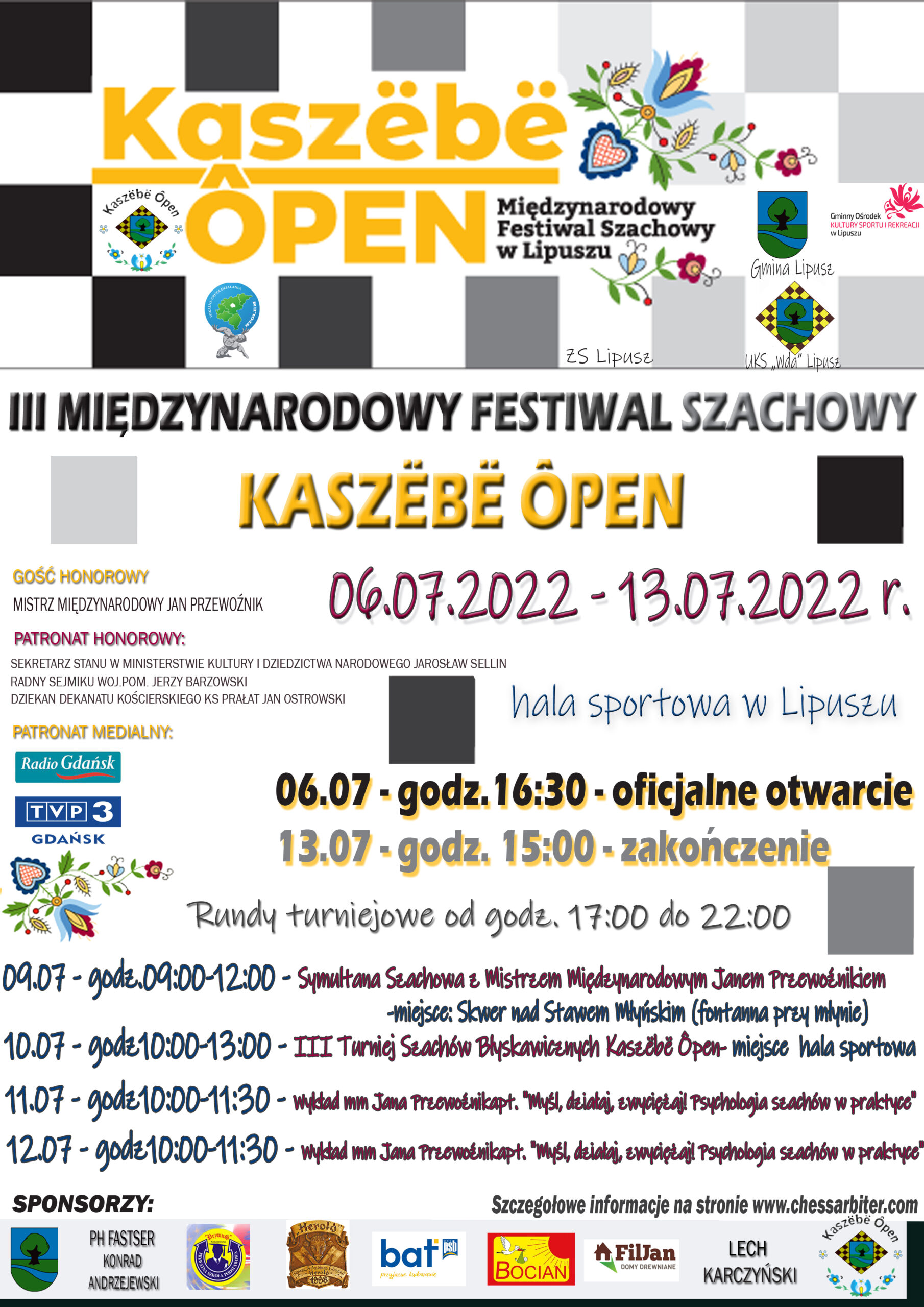 plakat z informacją o III Międzynarodowym Festiwalu Szachowym