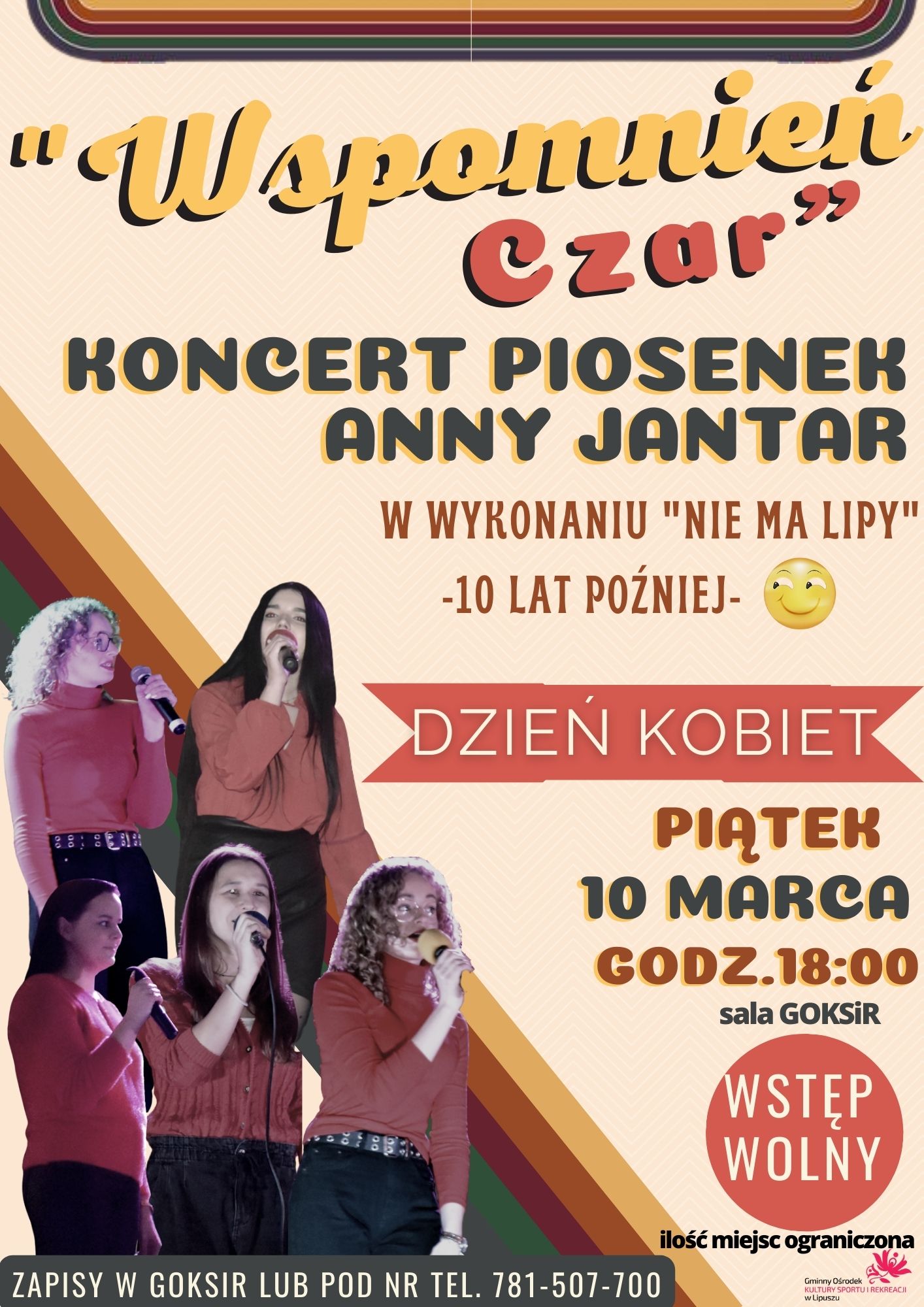 Plakat- " wspomnień czar" - koncert piosenek Anny Jantar ( 10.03.2023)