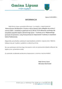 Informacja o zamknięciu drogi