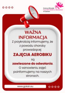 ZAJĘCIA AEROBIKU ZAWIESZONE - miniatura wpisu
